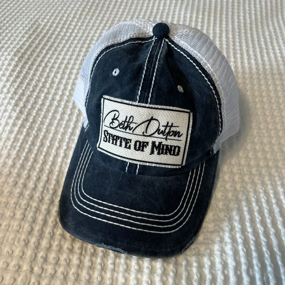 Beth Dutton "State of Mind" Trucker Hat - Navy & White